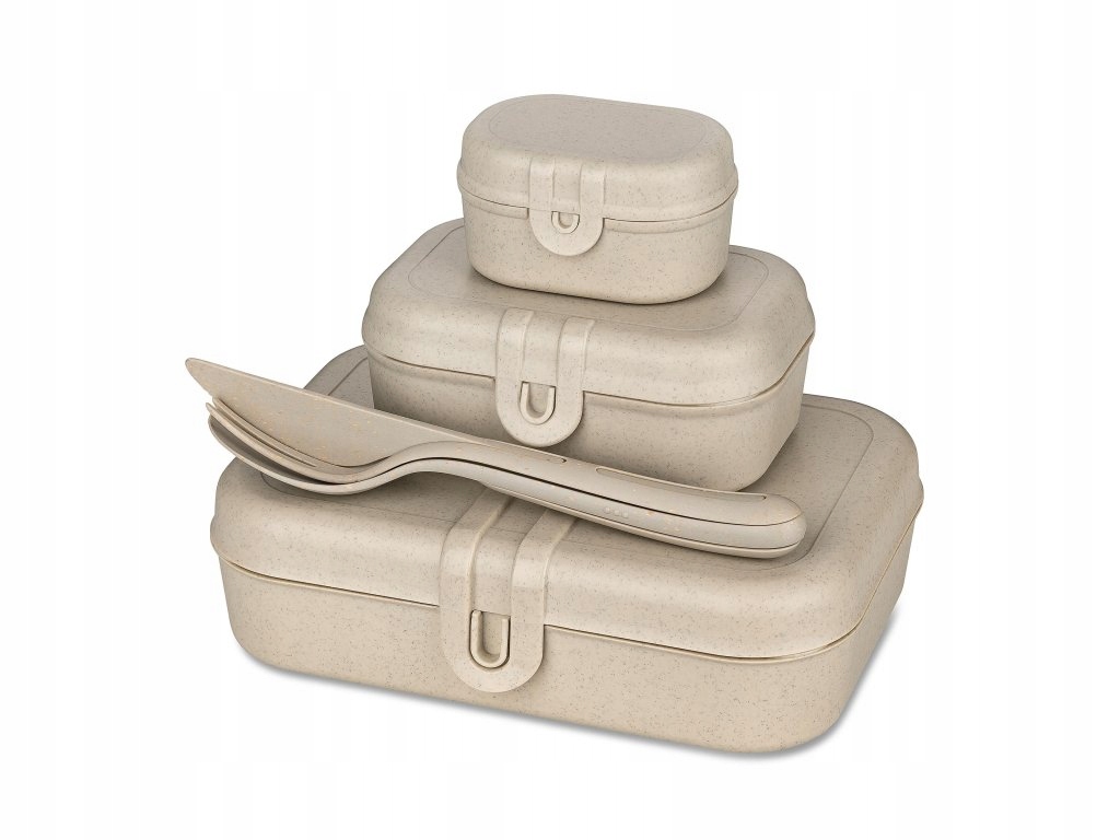 Svačinové boxy Pascal Ready, sada 4 prvků, béžová barva, Koziol