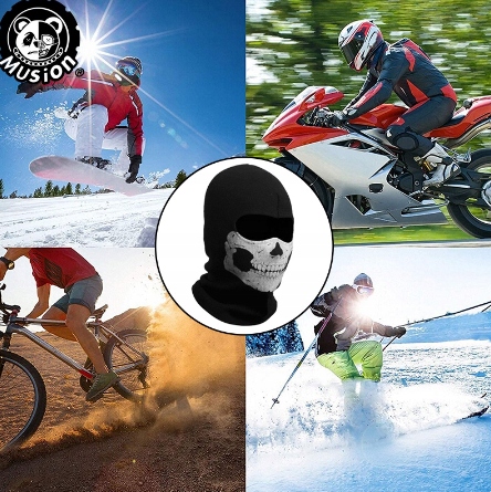 MASKA KOMINIARKA NA TWARZ Z CZASZKĄ MOTOCYKLOWA CZARNA CZACHA NA NARTY Model KOMINIARKA Z CZASZKĄ MASKA CZARNA NA TWARZ SPORT