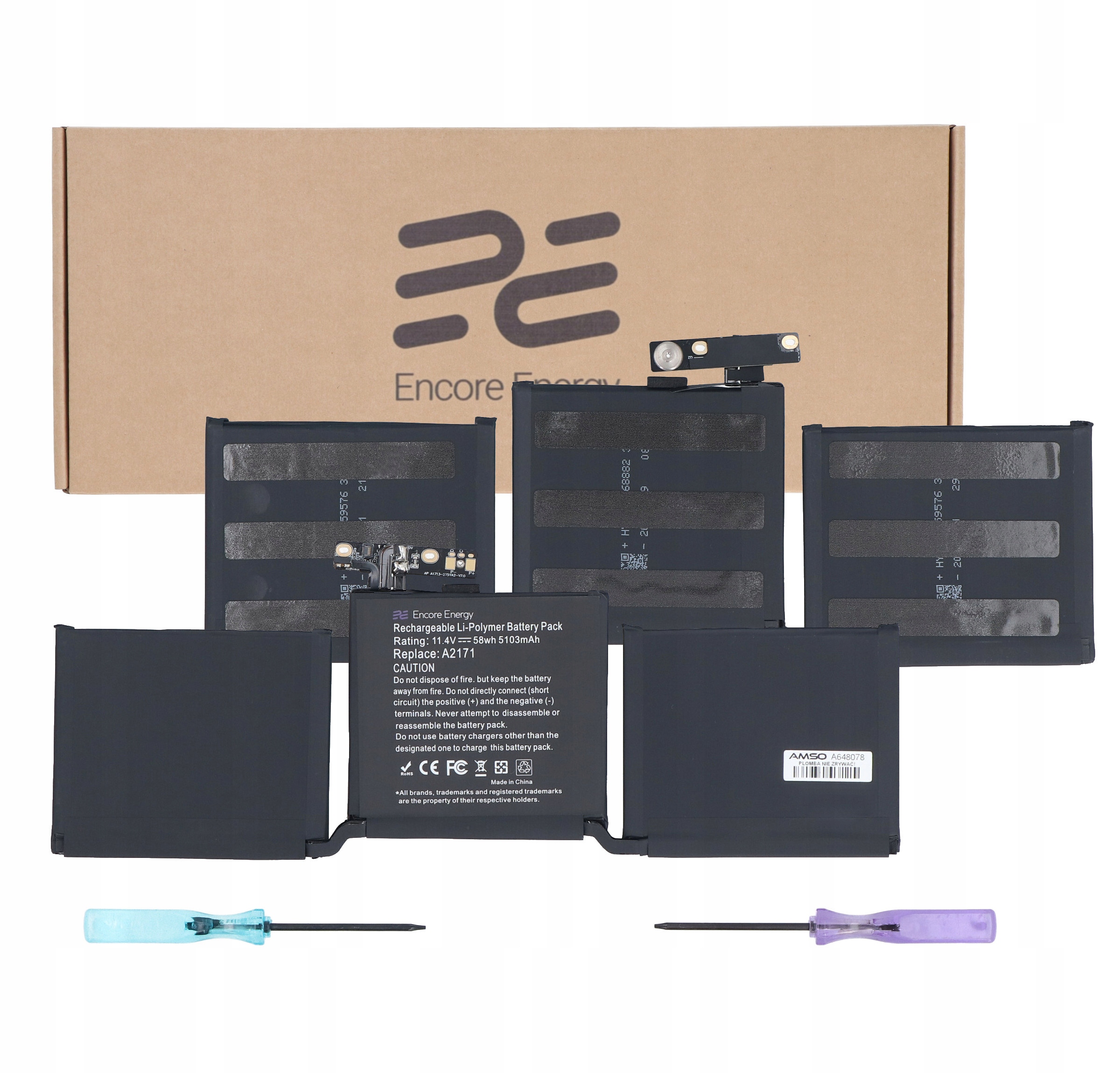 Bateria A2171 do Apple MacBook Pro A2159 5103mAh 11.4V 58Wh Encore Energy