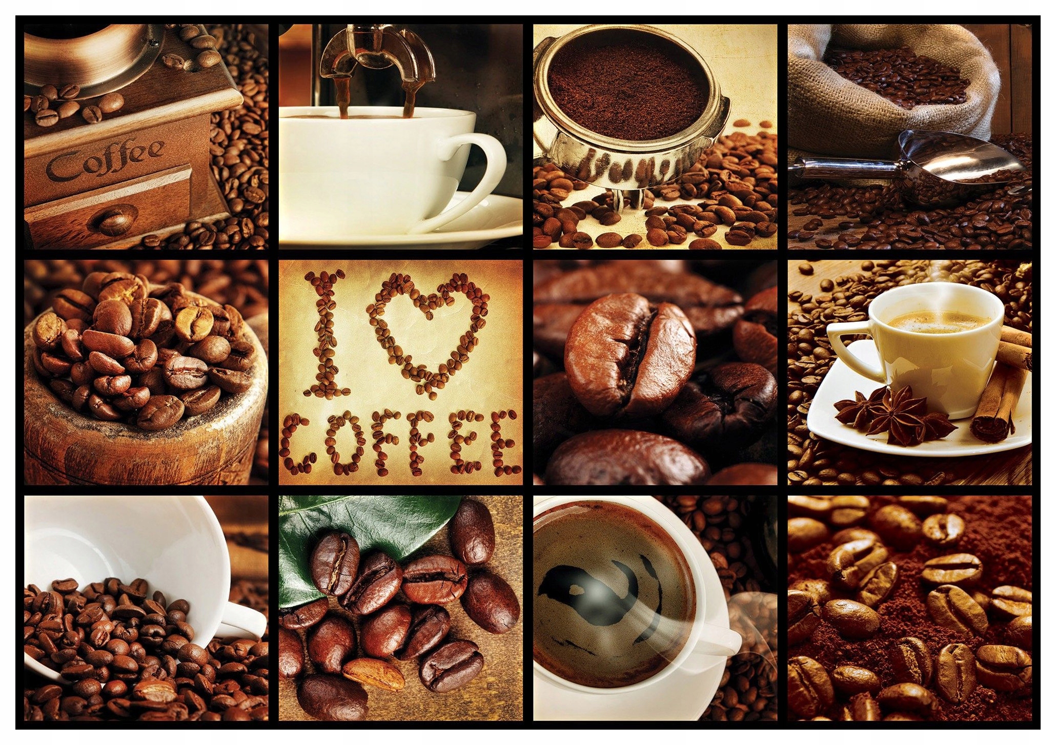 Fototapeta Kávová zrna Robusta Arabica na dřevěném stole 416x254 lepidlo