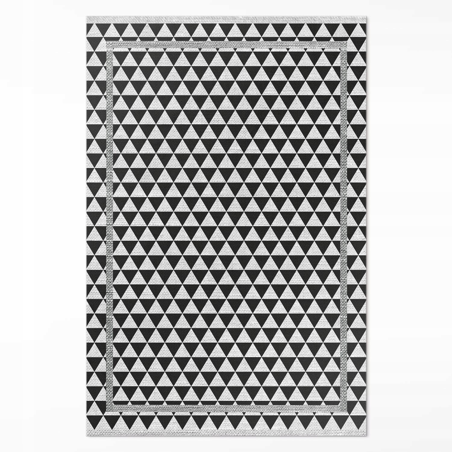 Vinylový koberec s potlačou Čiernobiele trojuholníky imitácia tkaniny 80x120 cm