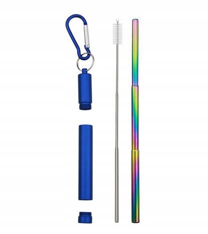

brelok metalowa składana słomka rainbow tęczowa