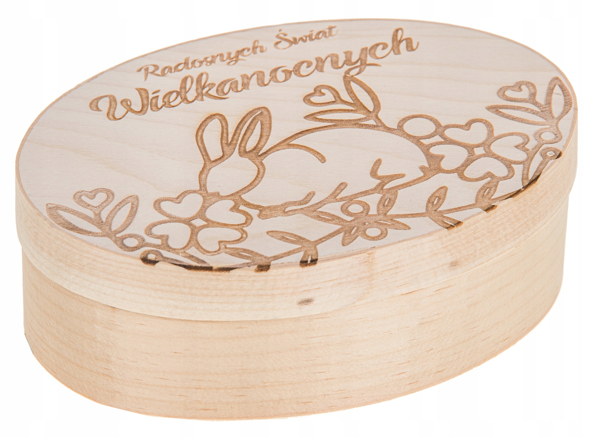 Pudełko owalne z łuby 16x11cm, grawer – Wielkanoc