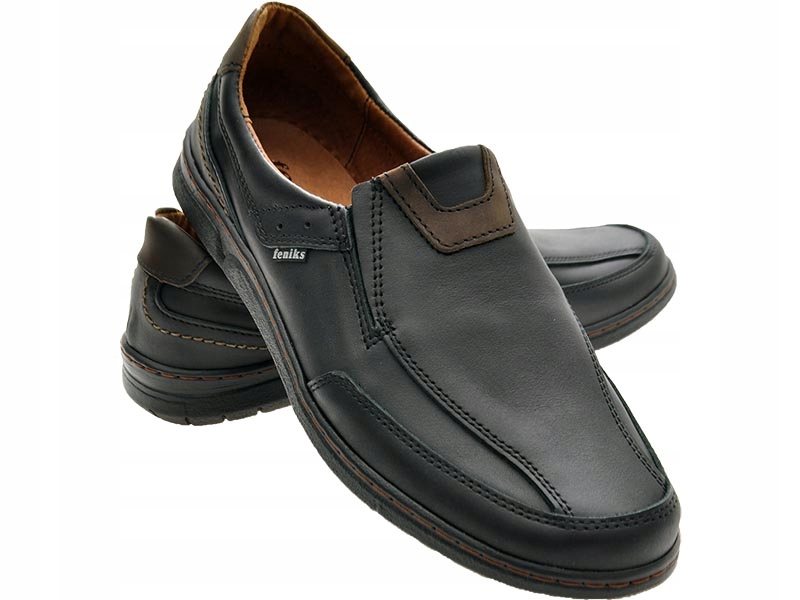 MĘSKIE POLSKIE MOKASYNY SKÓRZANE 102 CZARNY 43 Oryginalne opakowanie producenta pudełko