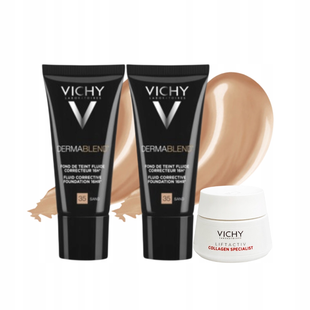 Fluid korygujący kryjący Vichy Dermablend Fluid odcień 35 Sand 30ml 2PAK
