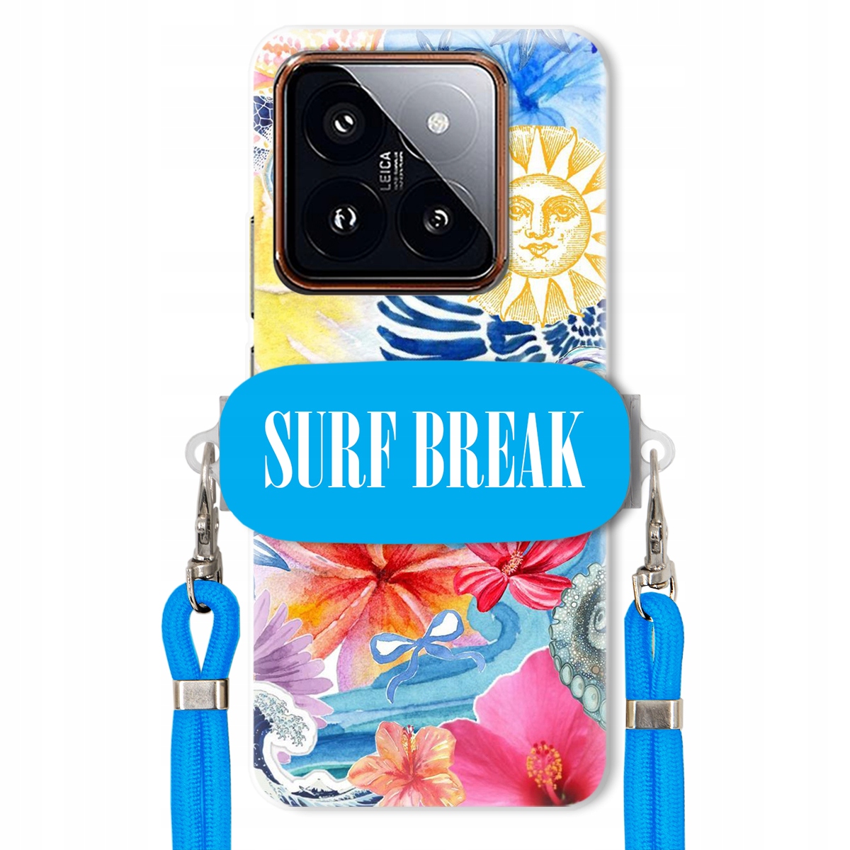 Puzdro pre Xiaomi 14 Pro Vodítko Crossbody Blue Držiak Surf Break na dovolenku