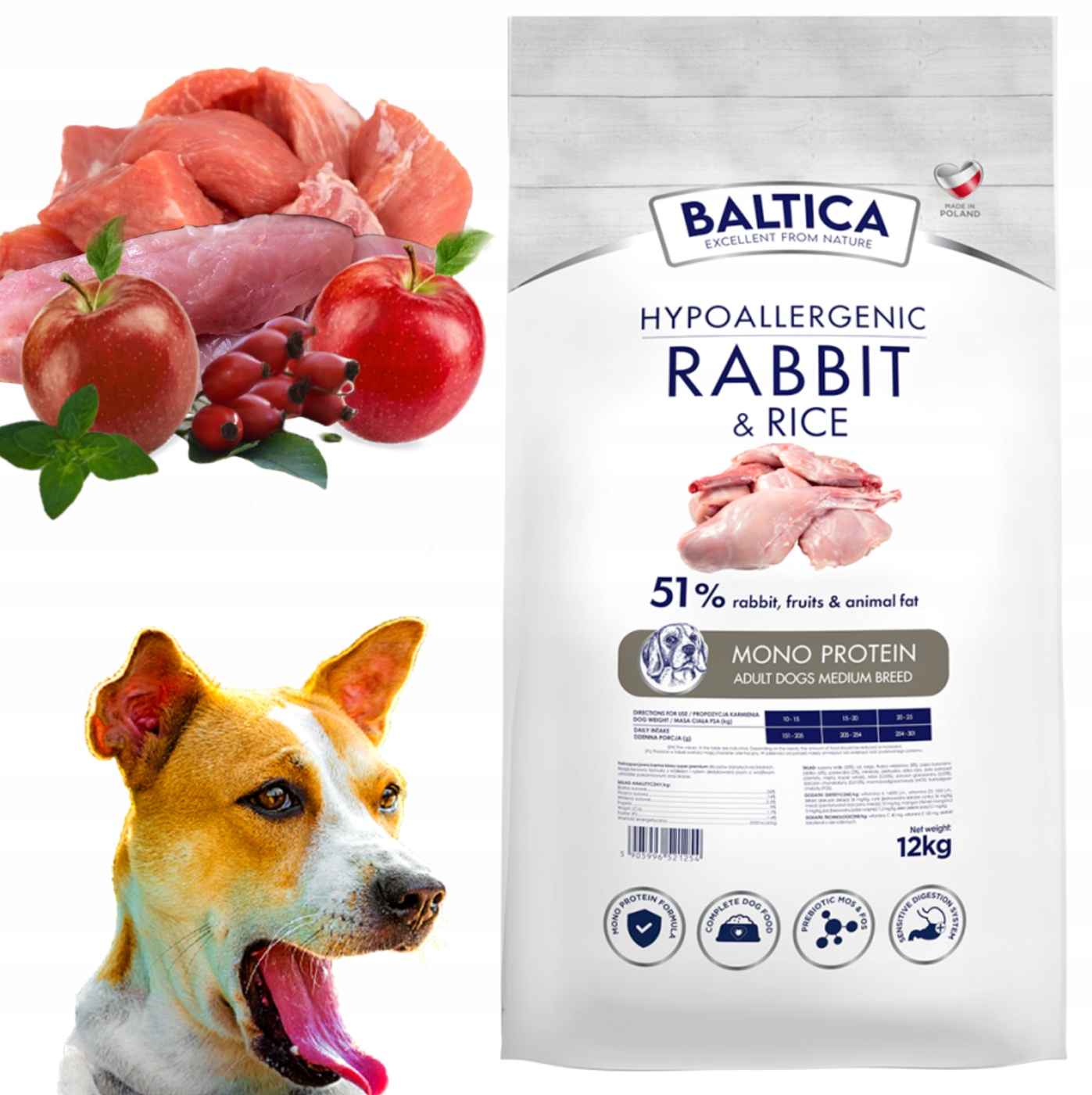 Baltica Adult Rabbit&Rice M karma dla psów średnich ras 12kg