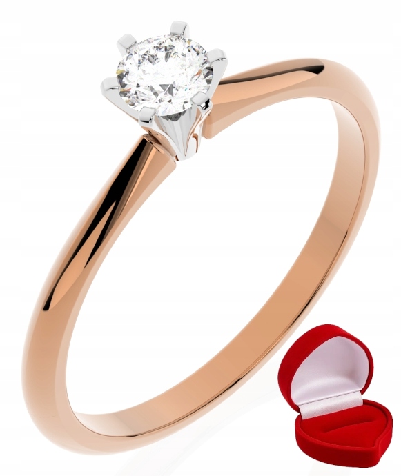 Zlatý Zásnubní Prstýnek 585 14k Briliant Lab 0,19 ct Růžové Zlato R21