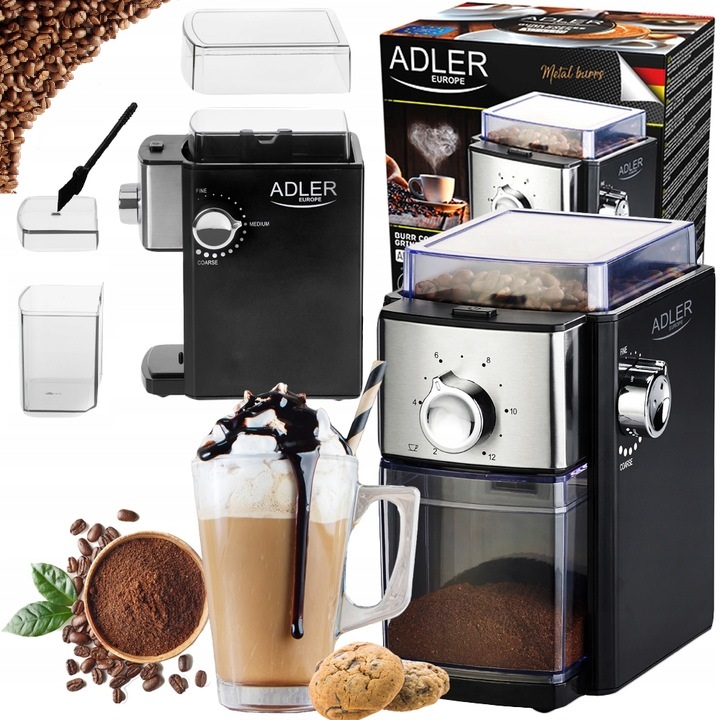 Młynek Elektryczny Do Kawy Żarnowy Mocny XL Regulacja Mielenia Wydajny 300W