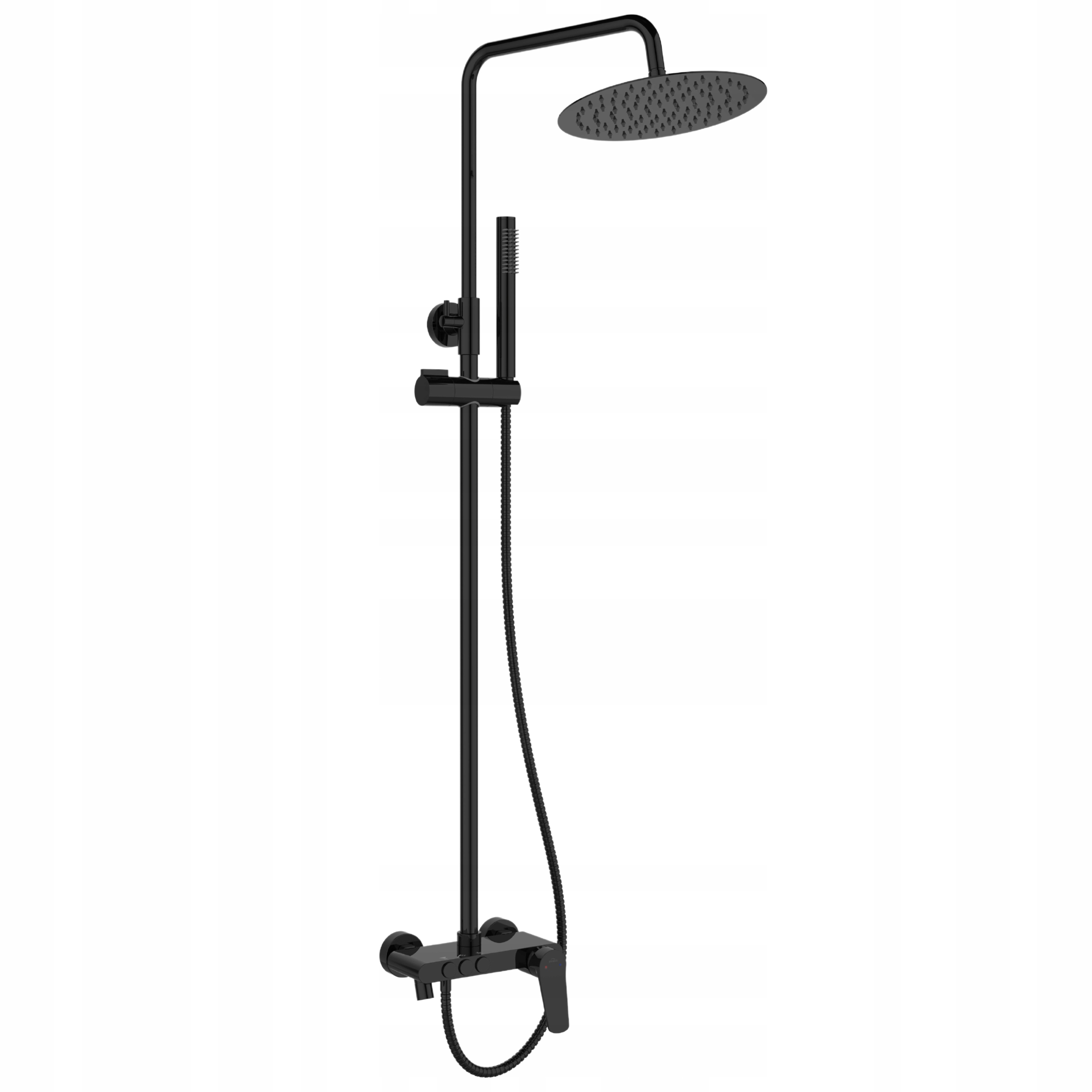 Invena Dešťová sprcha se sprchovou baterií Alonia, černý lesk, AU-70-D04-V.