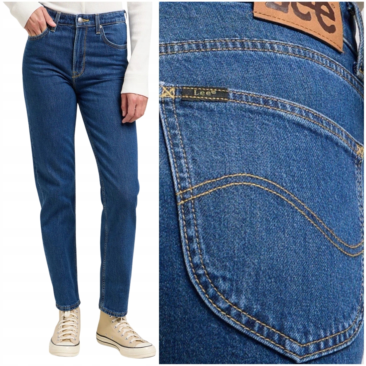 Lee Carol Fresh Berry dámské vysoké rovné džínové kalhoty 7/8 W27 L33