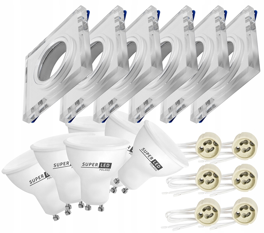 

6x oprawa halogenowa Szklana kw 6x Led GU10 5W