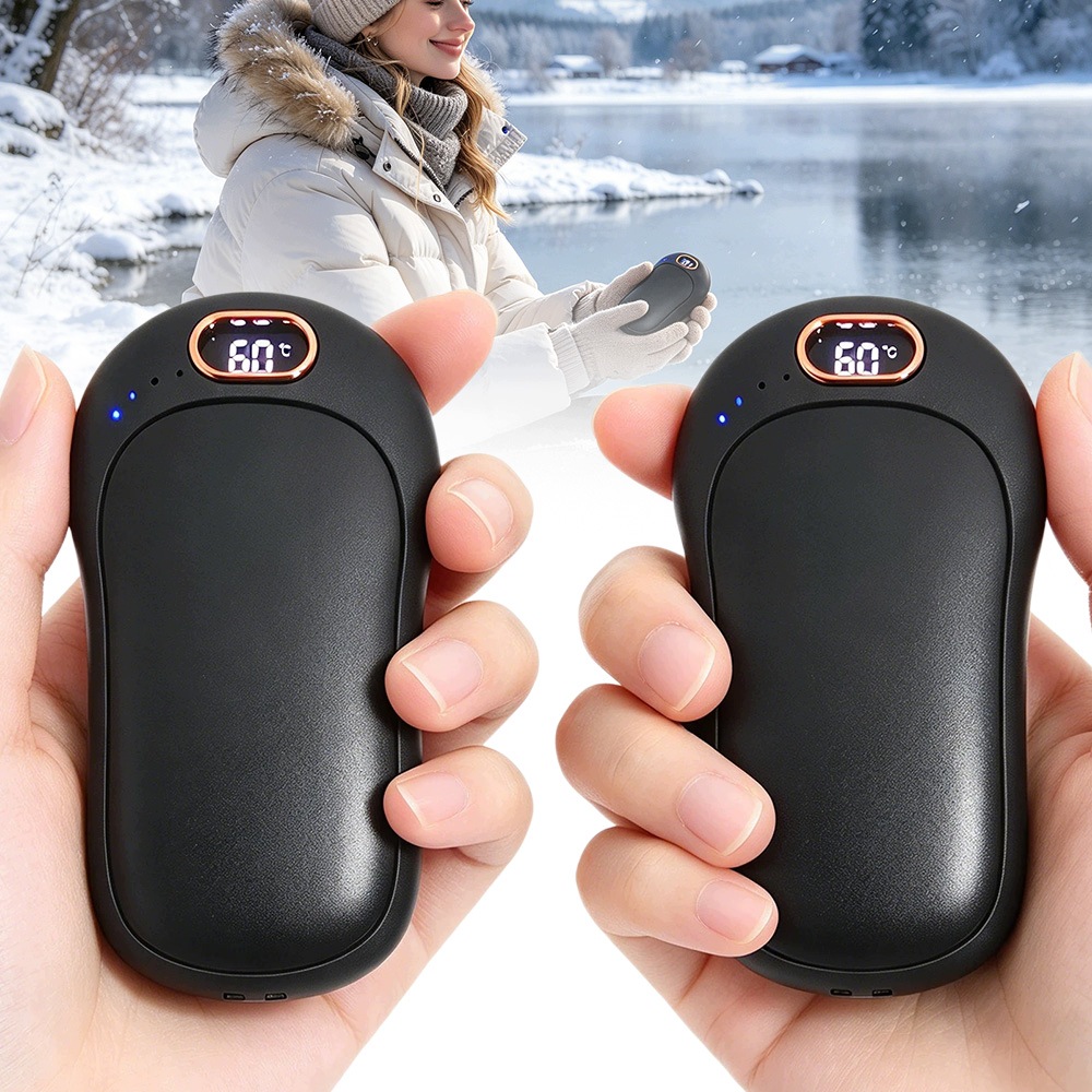 Magnetický Ohřívač Rukou S Nastavitelnou Teplotou 5000 Mah Černý Usb