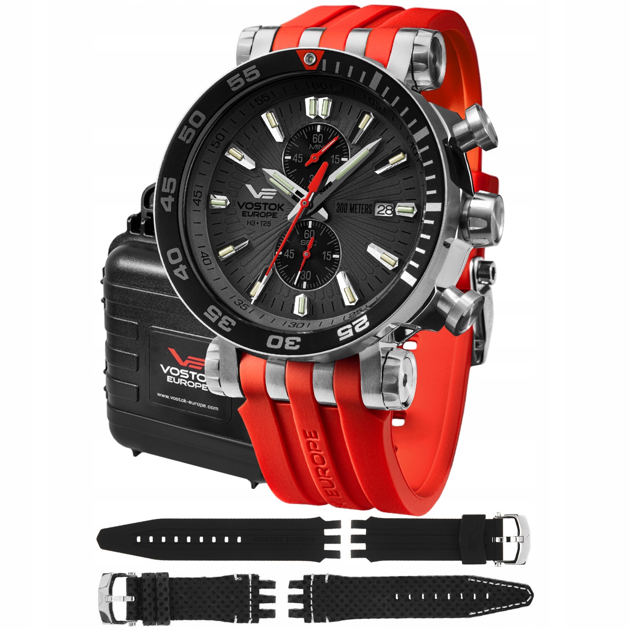 Zegarek Męski Vostok Europe VK61-575A588SR czerwony