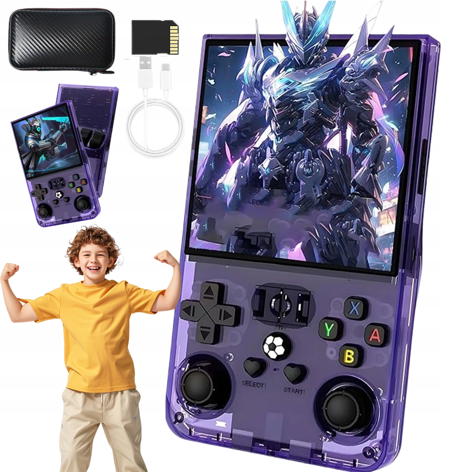 Przenośna Konsola Do Gier Retro 18000 Gier 64GB Fioletowy