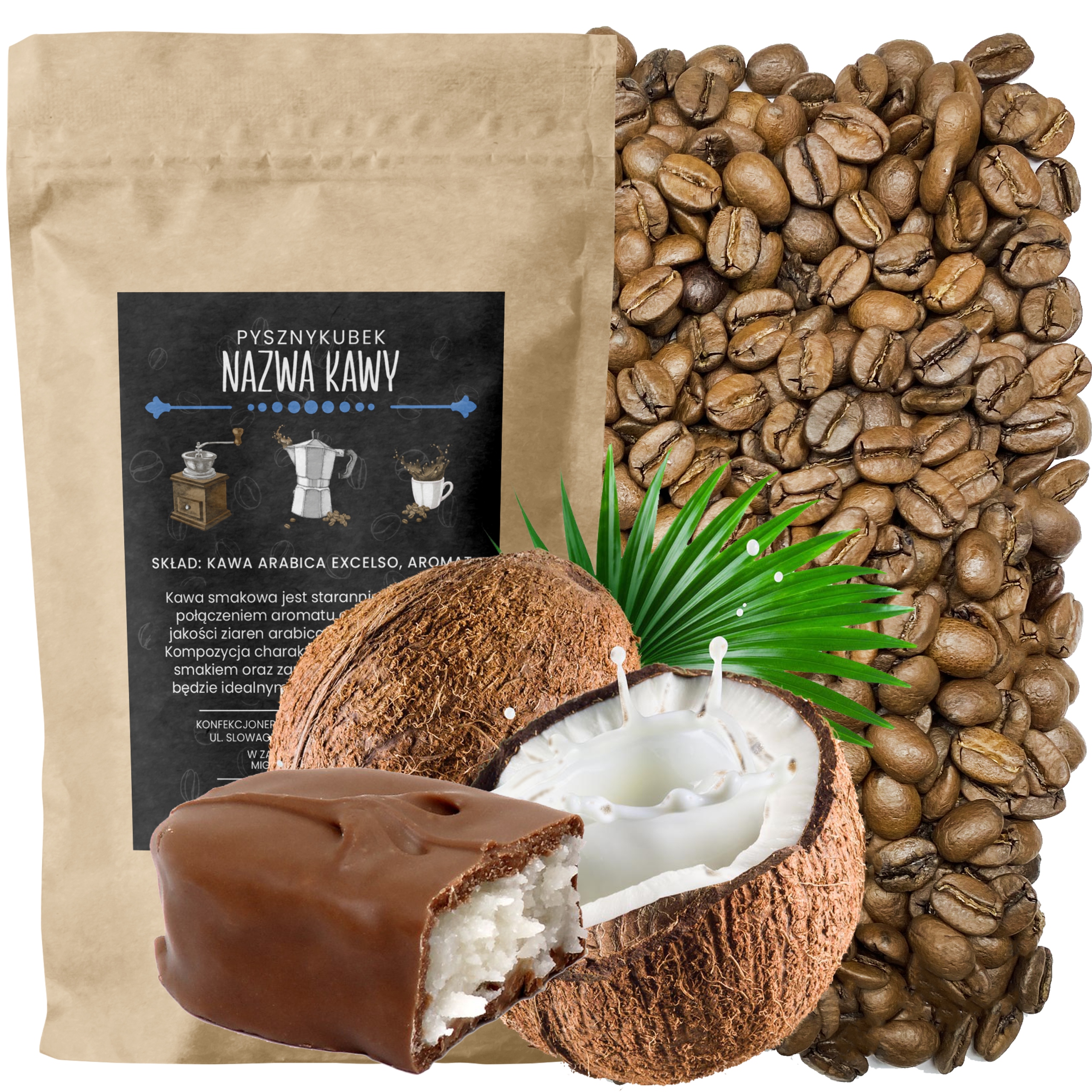Kawa smakowa Ala Bounty 1KG 1000G kokos czekolada