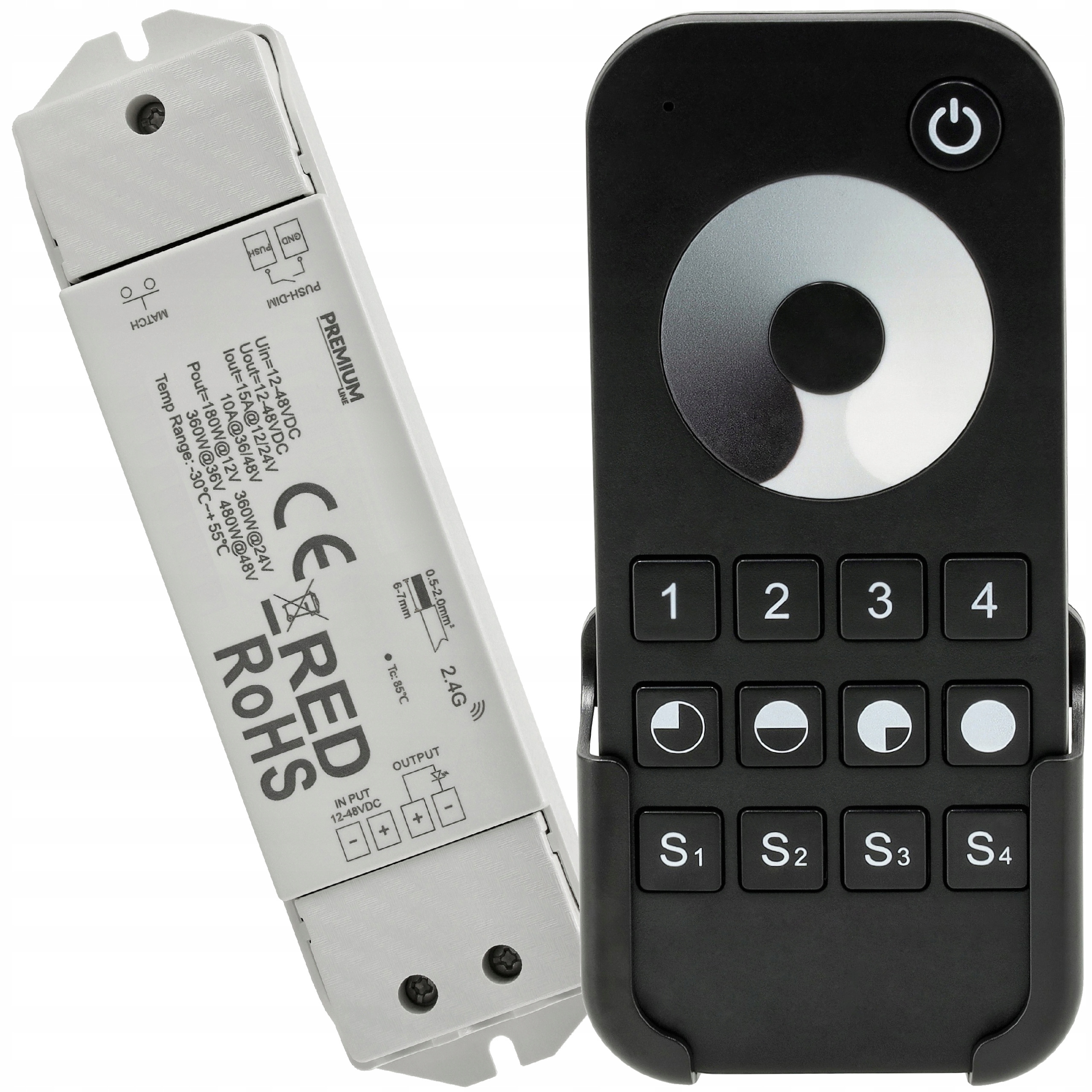 Led zónový ovladač Dálkový Ovladač Mono 15A 12V 24V dotykový stmívač, sada