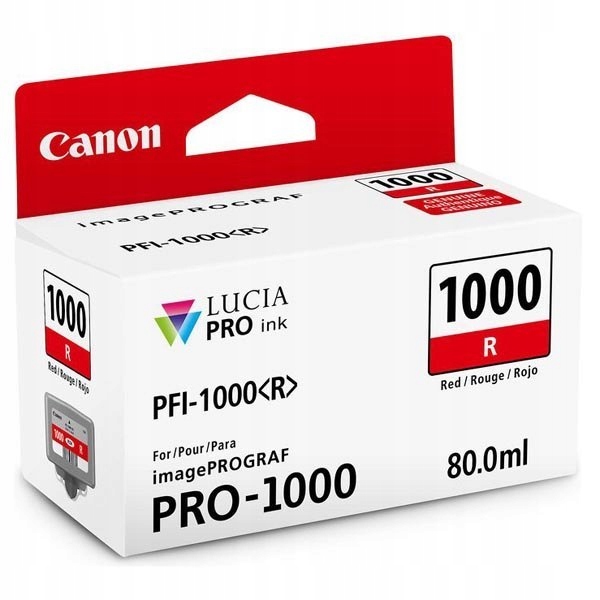 Inkoustová náplň Canon PFI-1000 R, 80 ml červená