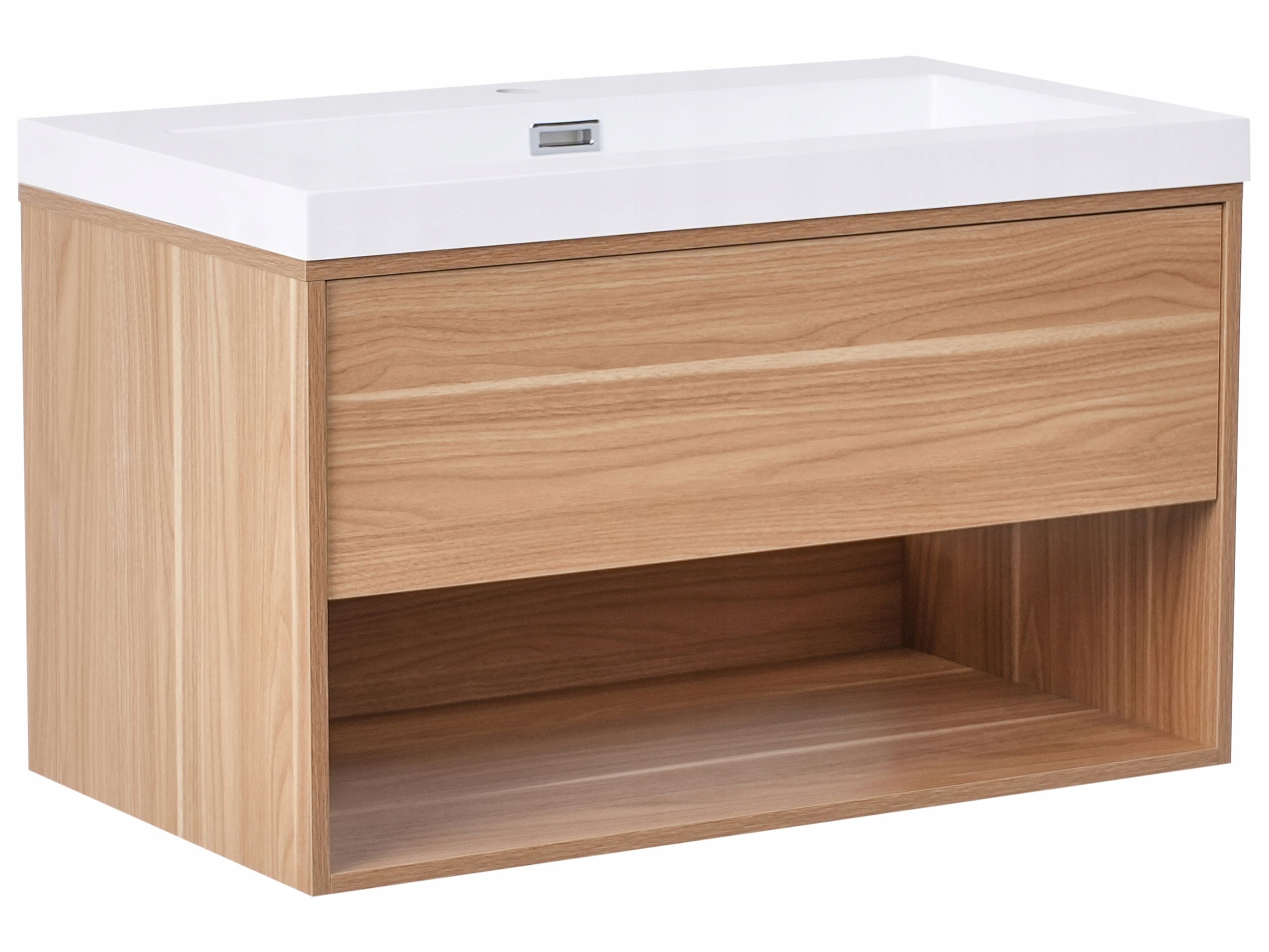 Szafka łazienkowa z umywalką wisząca 80 cm jasnobrązowa