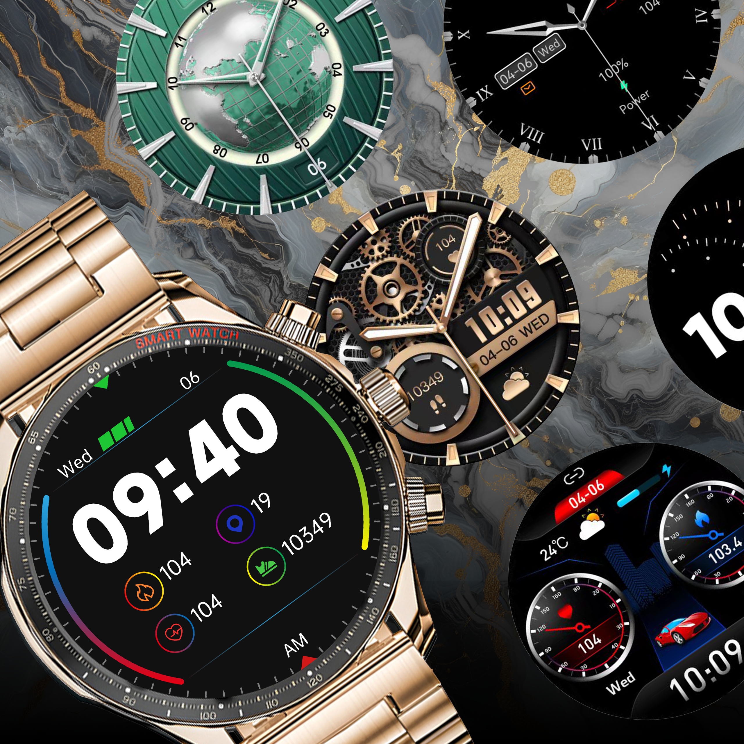 SMARTWATCH ZEGAREK MENU MĘSKI GOLD ROZMOWY POLSKIE SPORT AMOLED SMART WATCH EAN (GTIN) 5905514751880