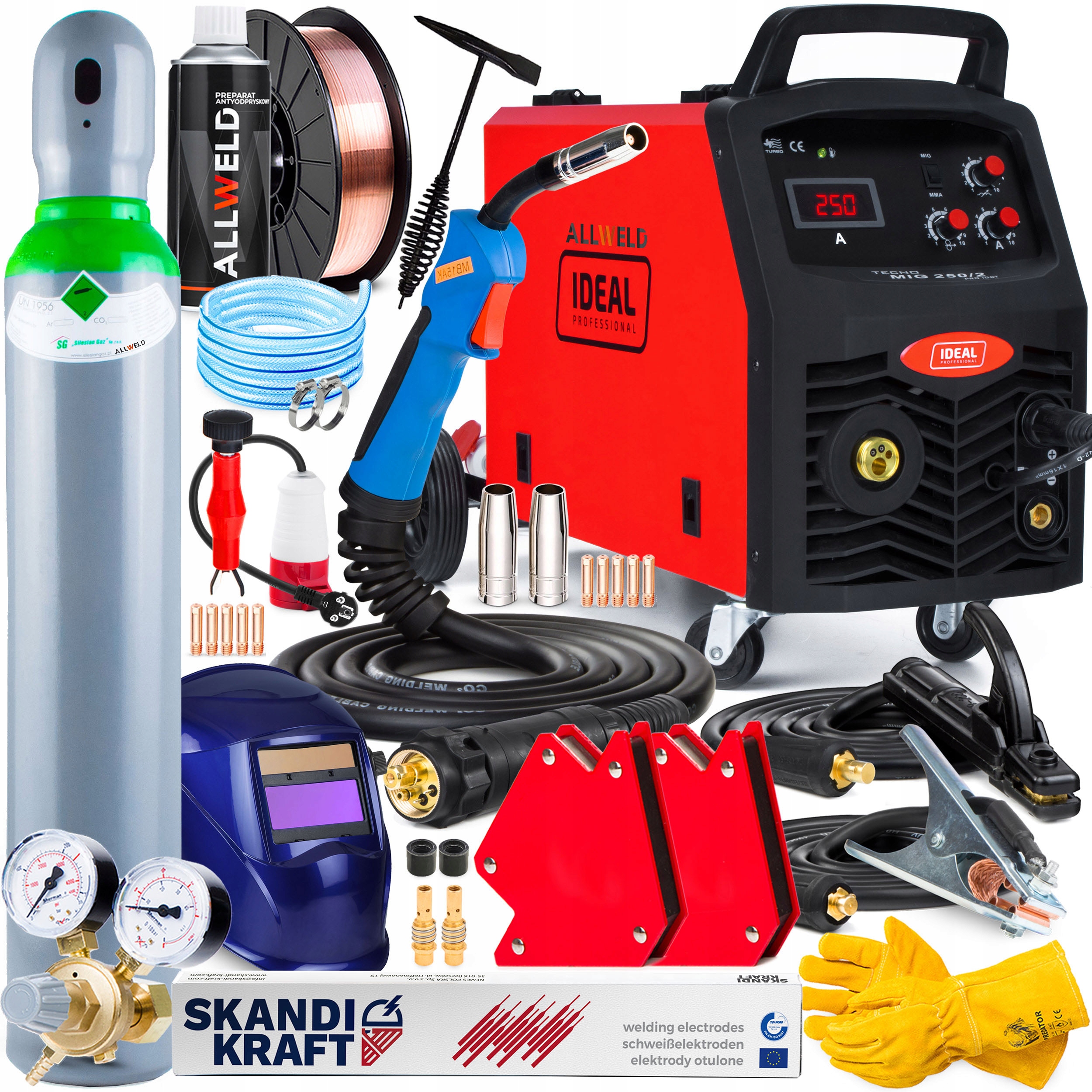 Poloautomatický Svařovací Stroj Ideal Tecno Mig 250/2 Pro Igbt Mma 230V 400V 250A