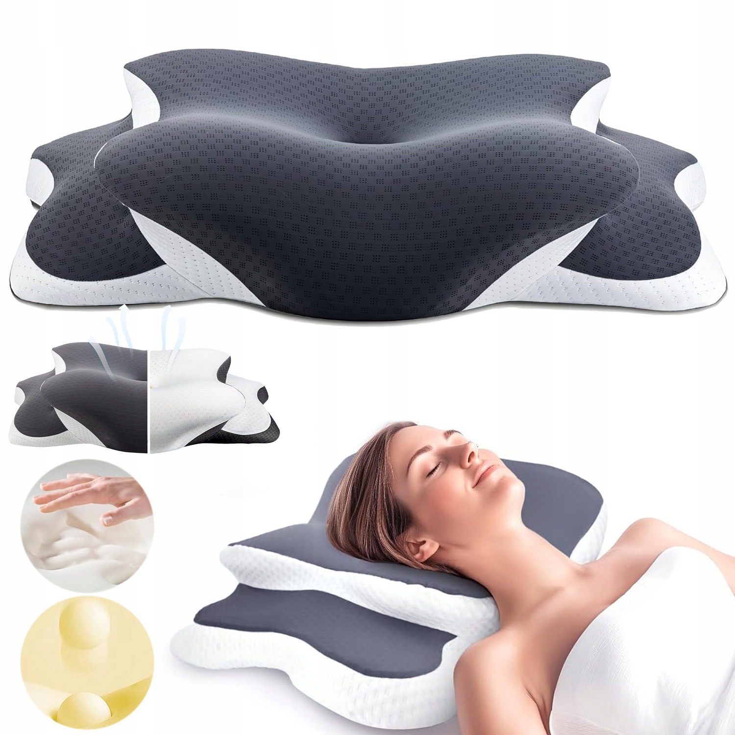 Poduszka Z Pianki Memory Ergonomiczna Pianka Z Poszewką Dwie Wysokości