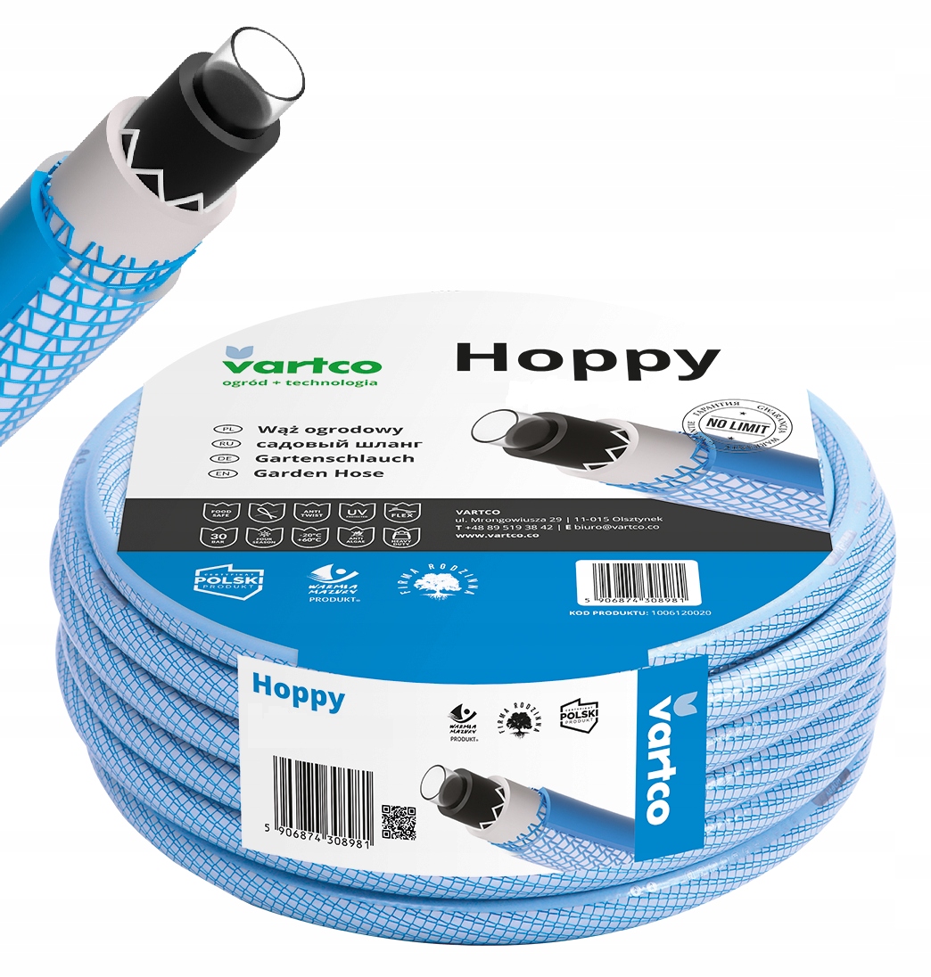 Wąż Ogrodowy 30M 3/4 Cal 3 Warstwowy Hoppy Elastyczny 1006340030 Vartco