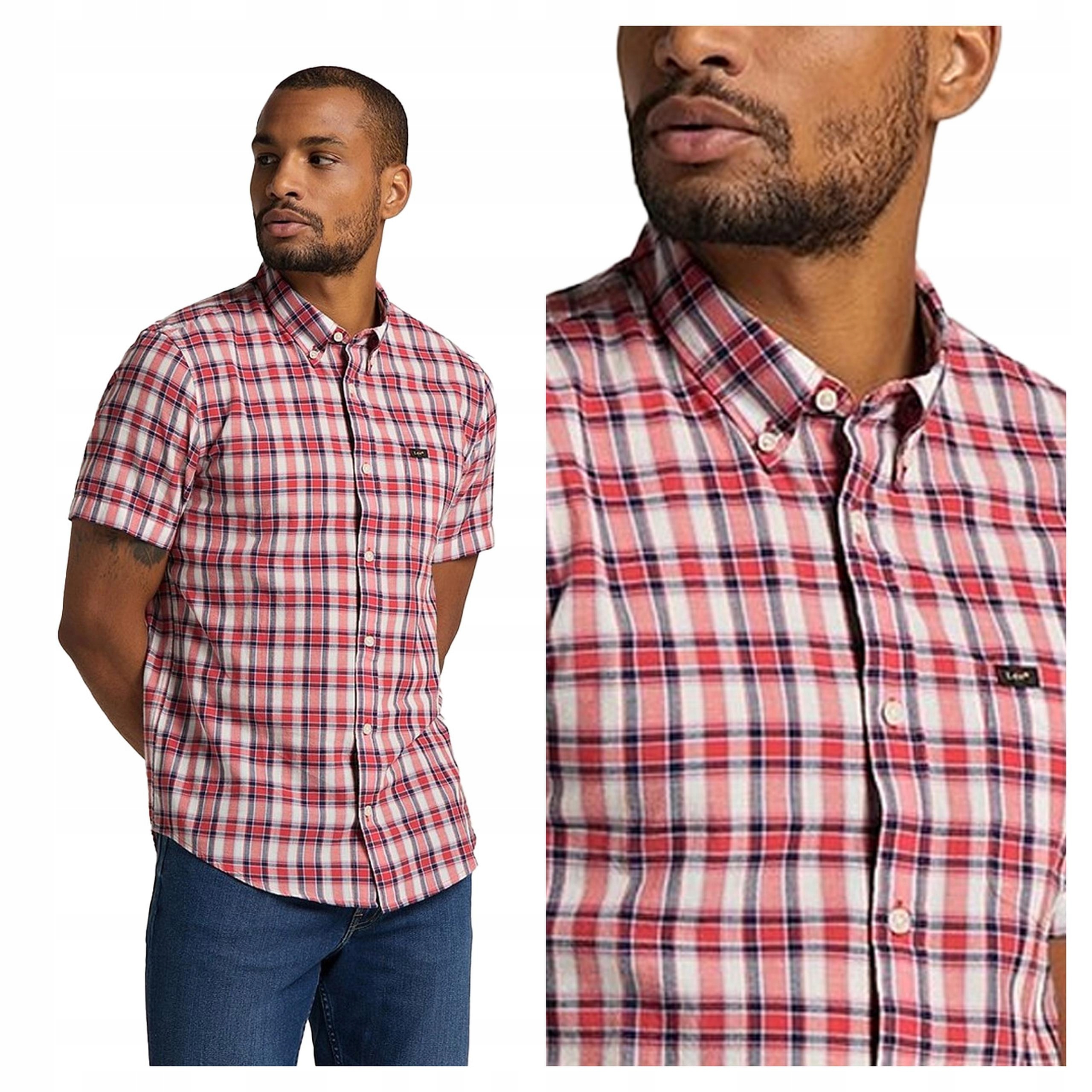 Lee Button Down Pánská Košile S Krátkým Rukávem Kostkovaná