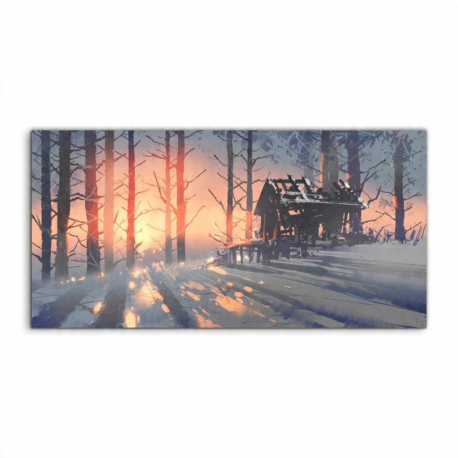 

Fotoobraz 120x60 z grafiką Zima Dom Las Krajobraz
