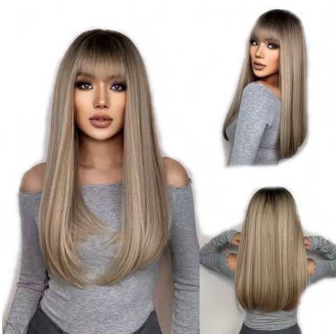 Peruka Włosy Brąz Jasny Blond Sombre Długie Włosy 1345