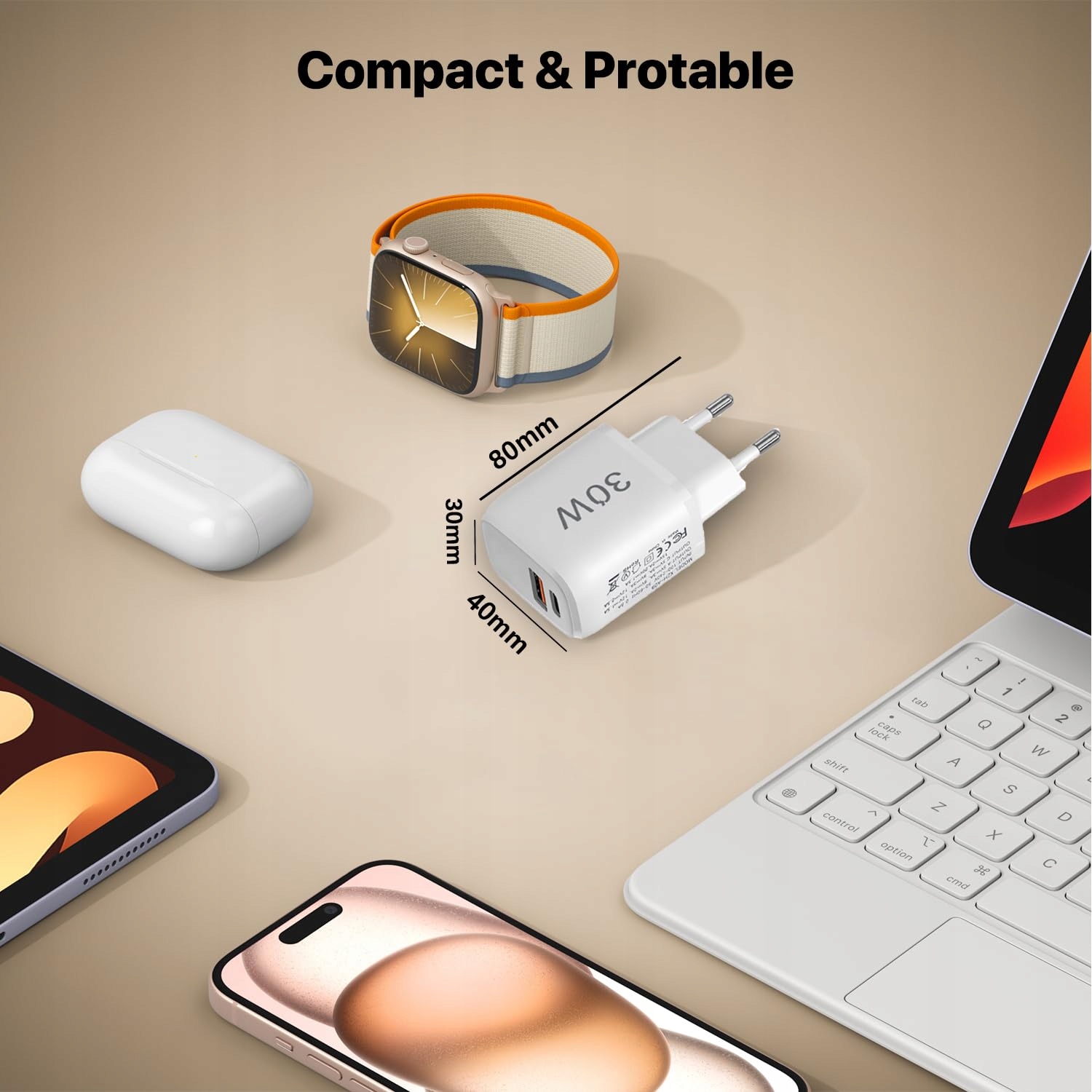 30W USB C ŁADOWARKA SZYBKIE ŁADOWANIE DO GOOGLE PIXEL IPHONE ANDROID — miniatura 7