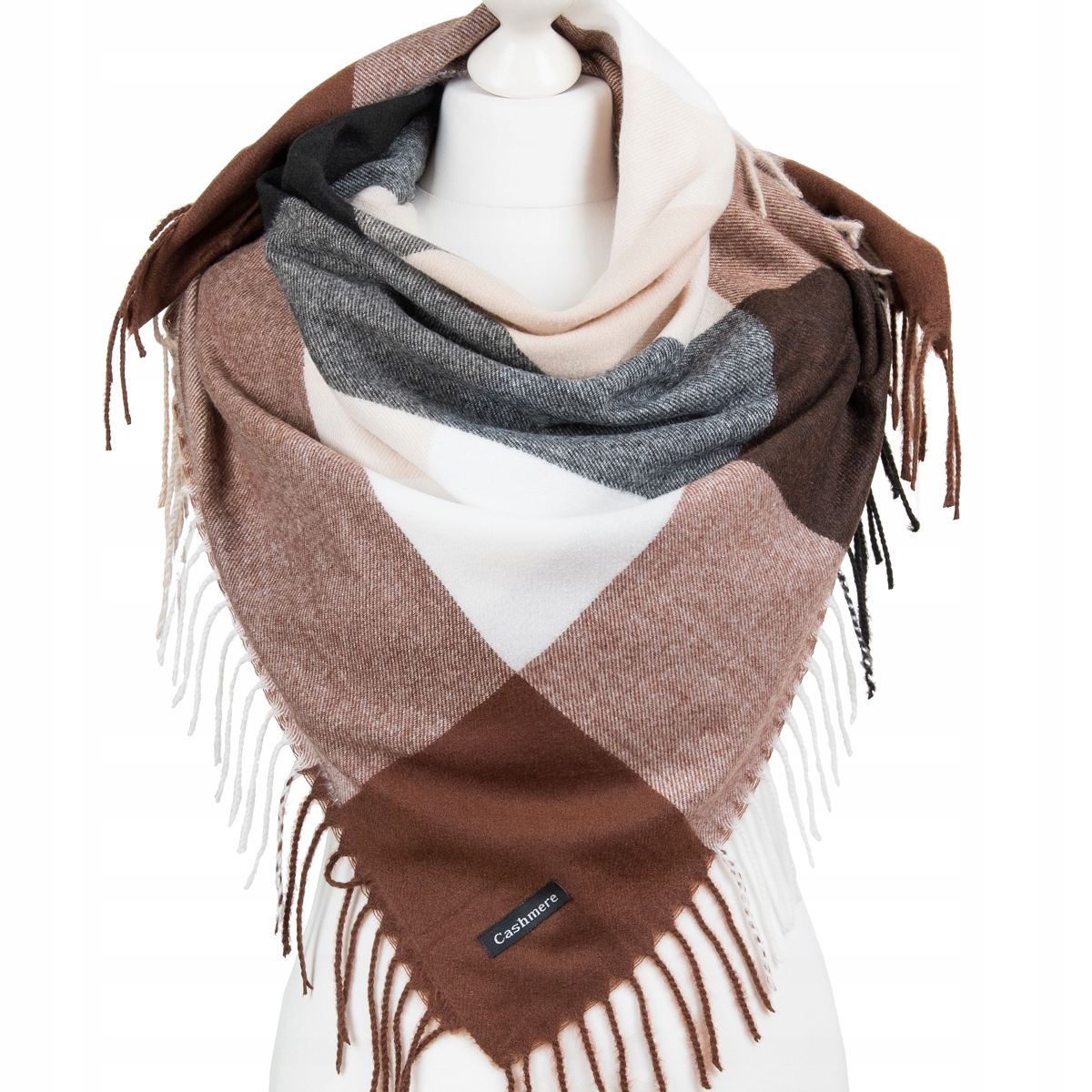 

Kaszmirowy Szalik Krata Piękny Duży Szal Kaszmir