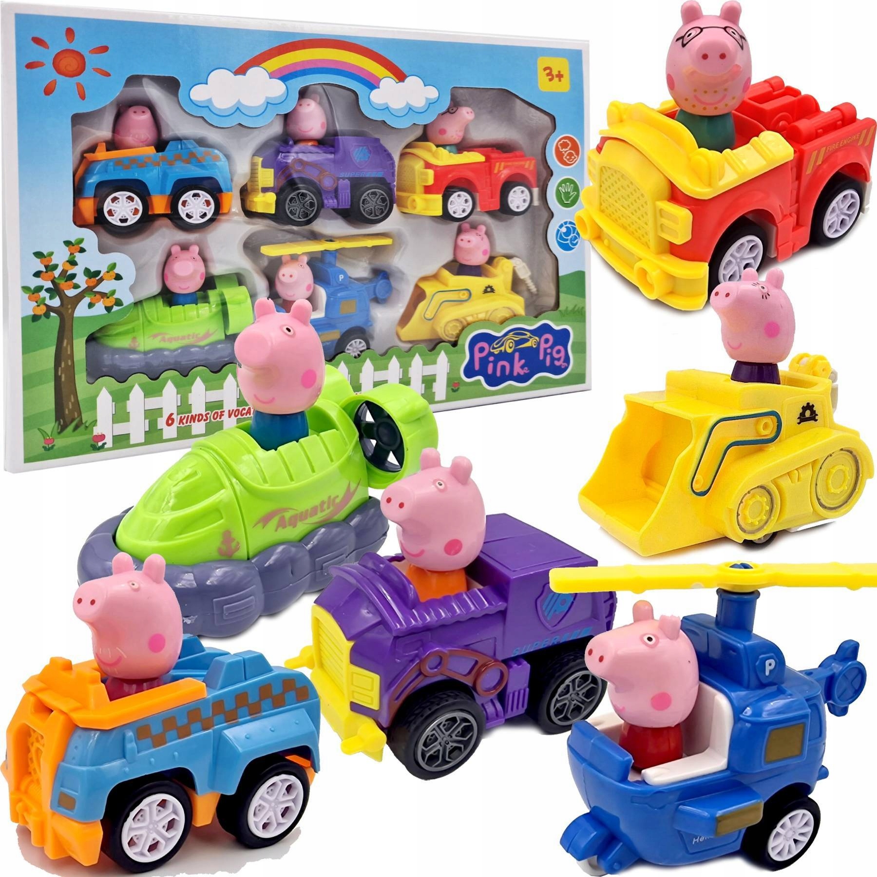 

Świnka Peppa Autka Napęd Figurki 6 Szt Auto Zestaw
