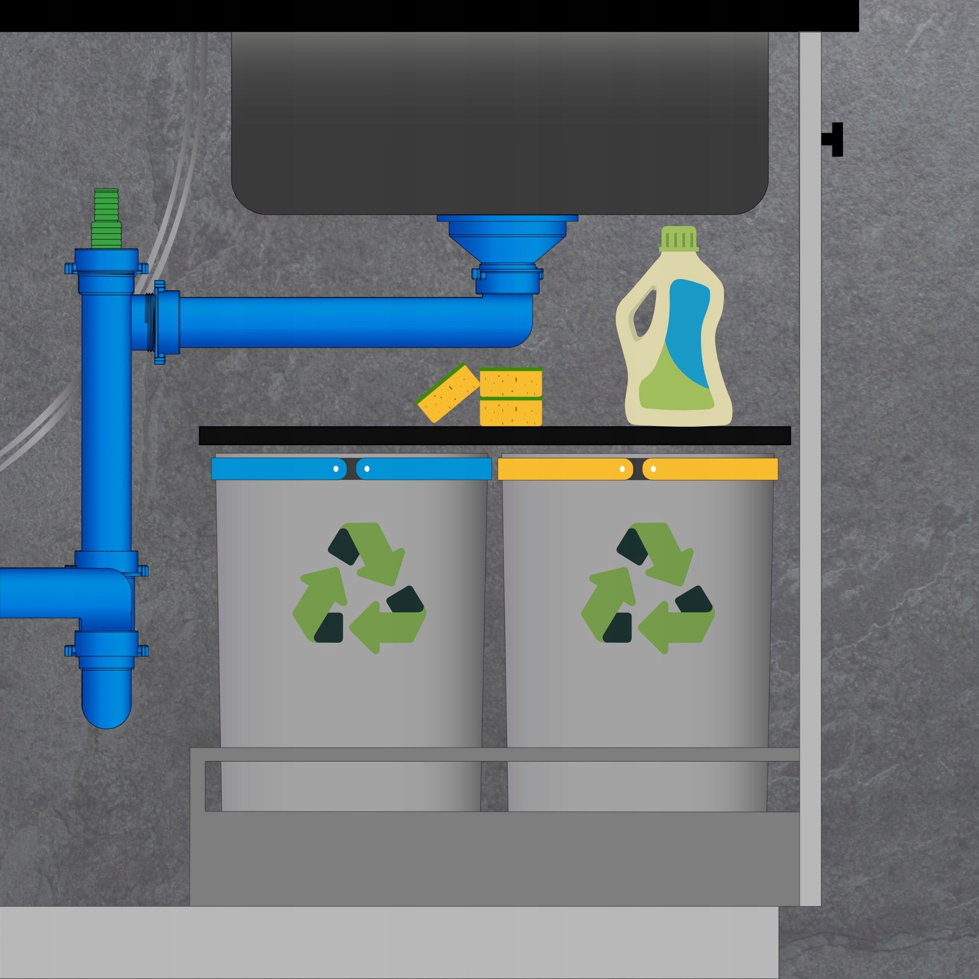 Syfon do zlewu 2komorowego z recyklingu Materiał tworzywo sztuczne