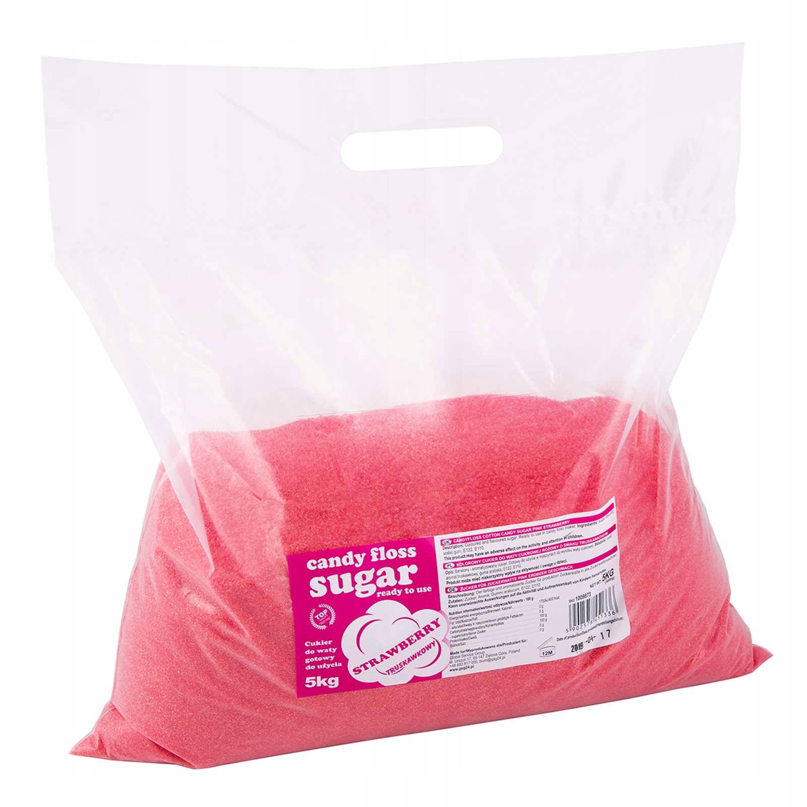 Barevný chuťový cukr na cukrovou vatu červený s jahodovou příchutí 5 kg