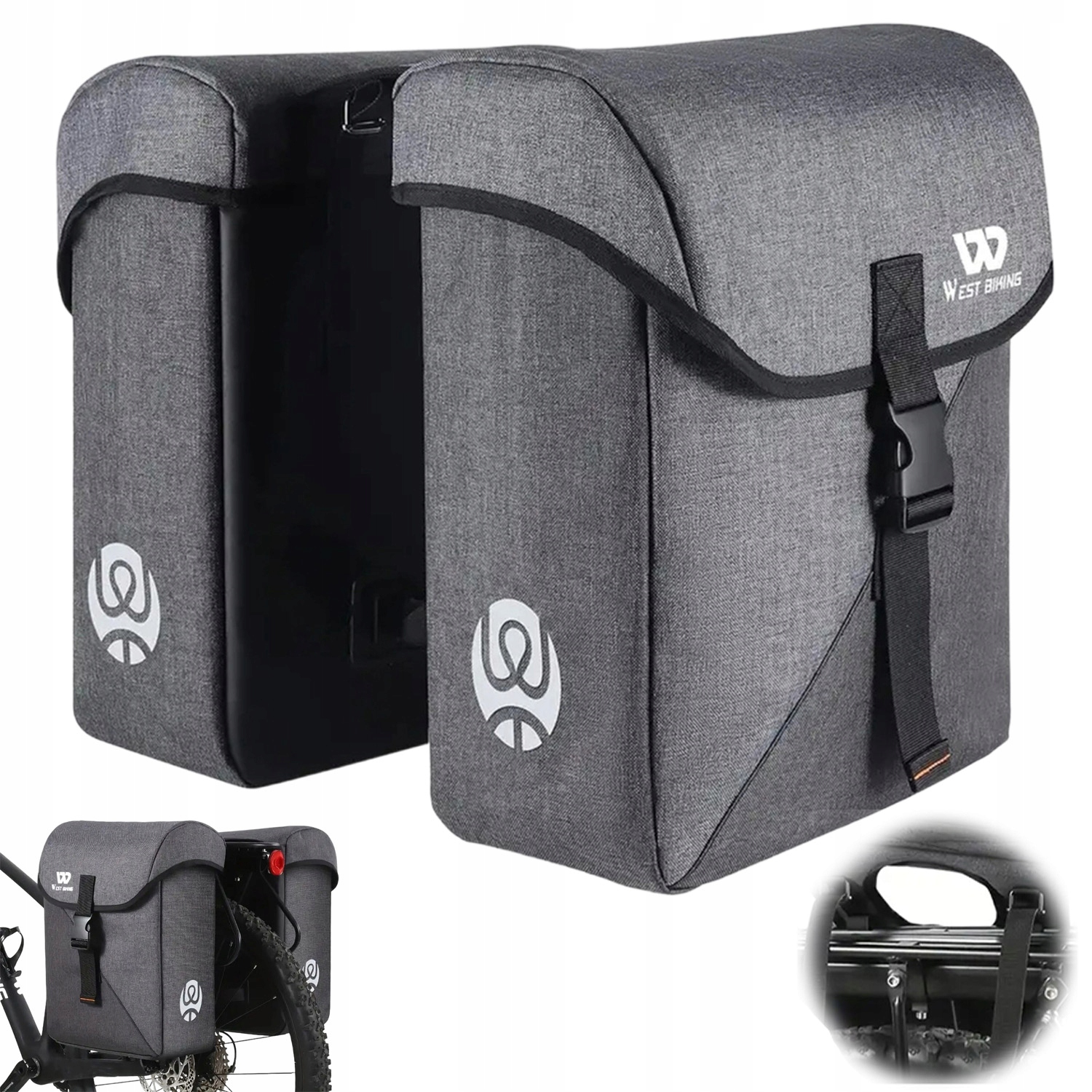 2 Cyklistické Tašky 35 L Odrážející Světlo, Vodotěsná Ochrana