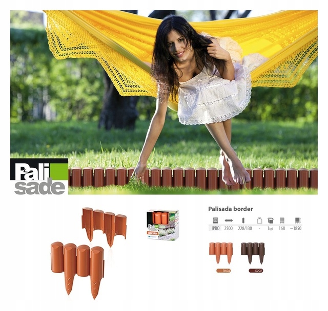 POLSKA, SOLIDNA PALISADA OGRODOWA OBRZEŻE BRĄZOWA Kolor brązowy