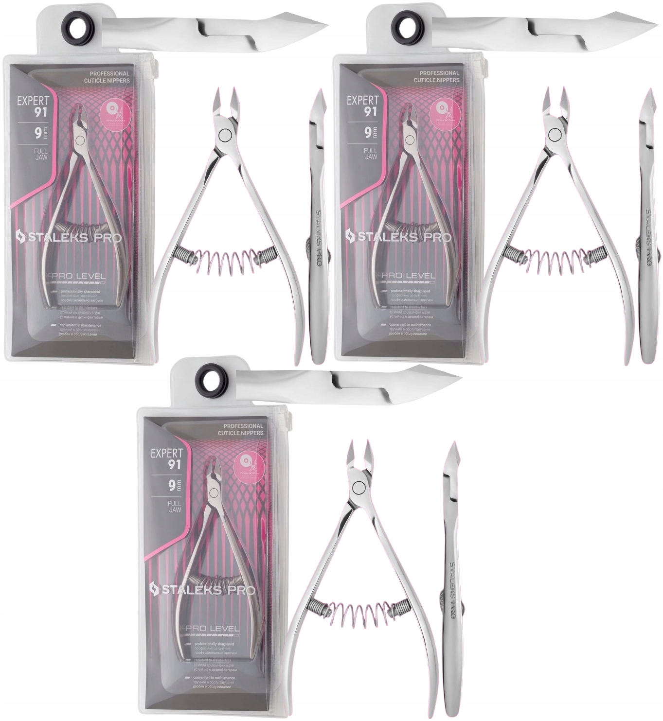 3 x Staleks Profesionální kleště na kůži Expert 91 9 mm Nerezová ocel