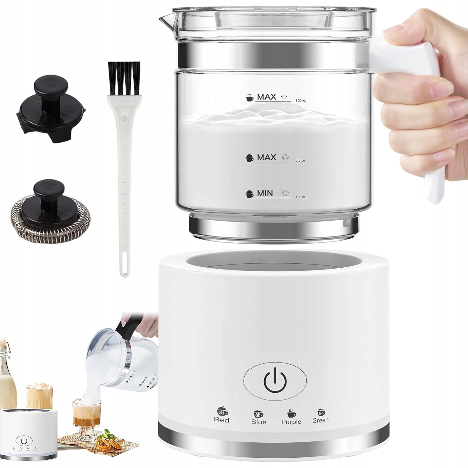 Elektrický Napěňovač Mléka 500 ML, 4 Režimy Pro Přípravu Cappuccina