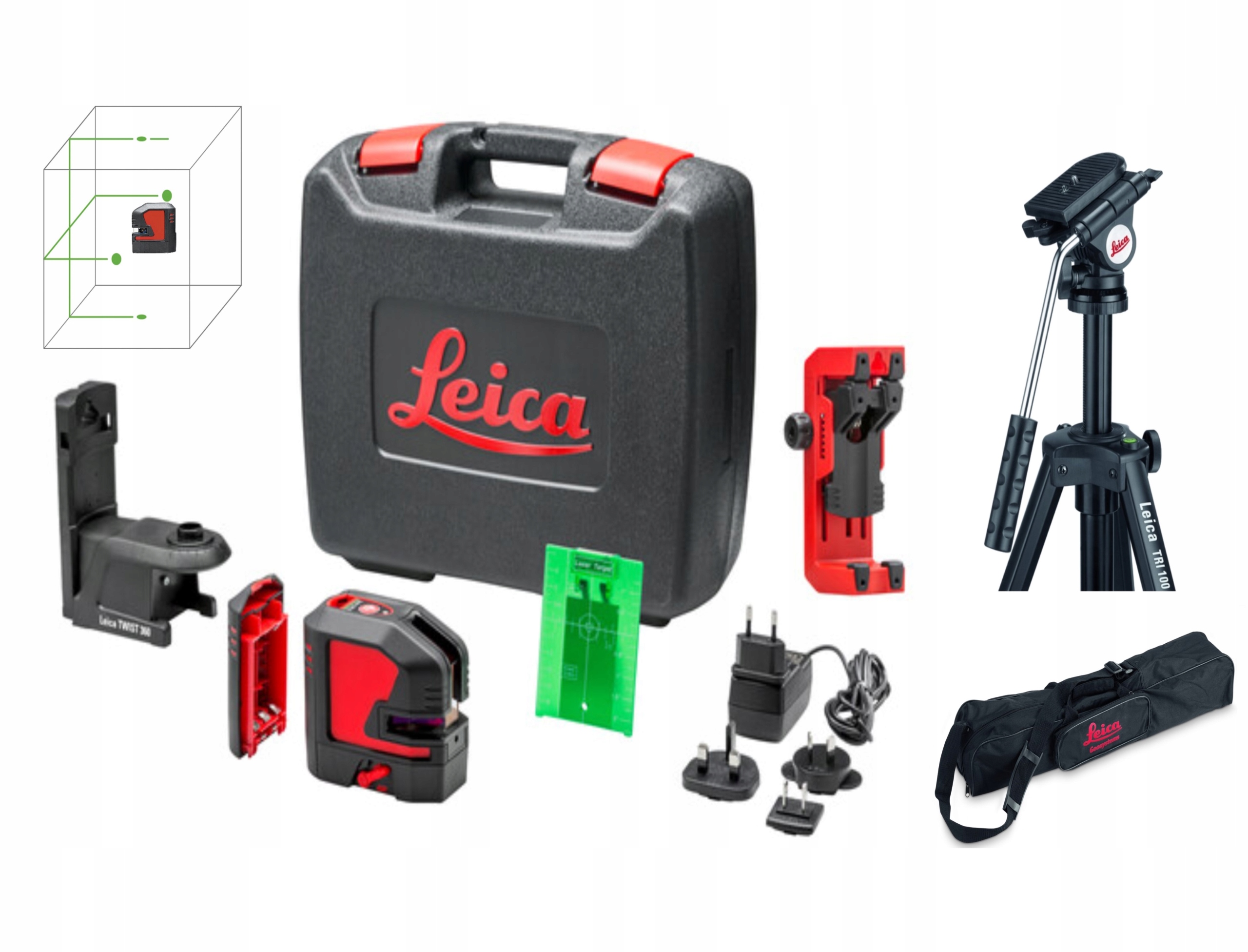 Leica krzyżowy punktowy Leica Lino L2P5G + statyw