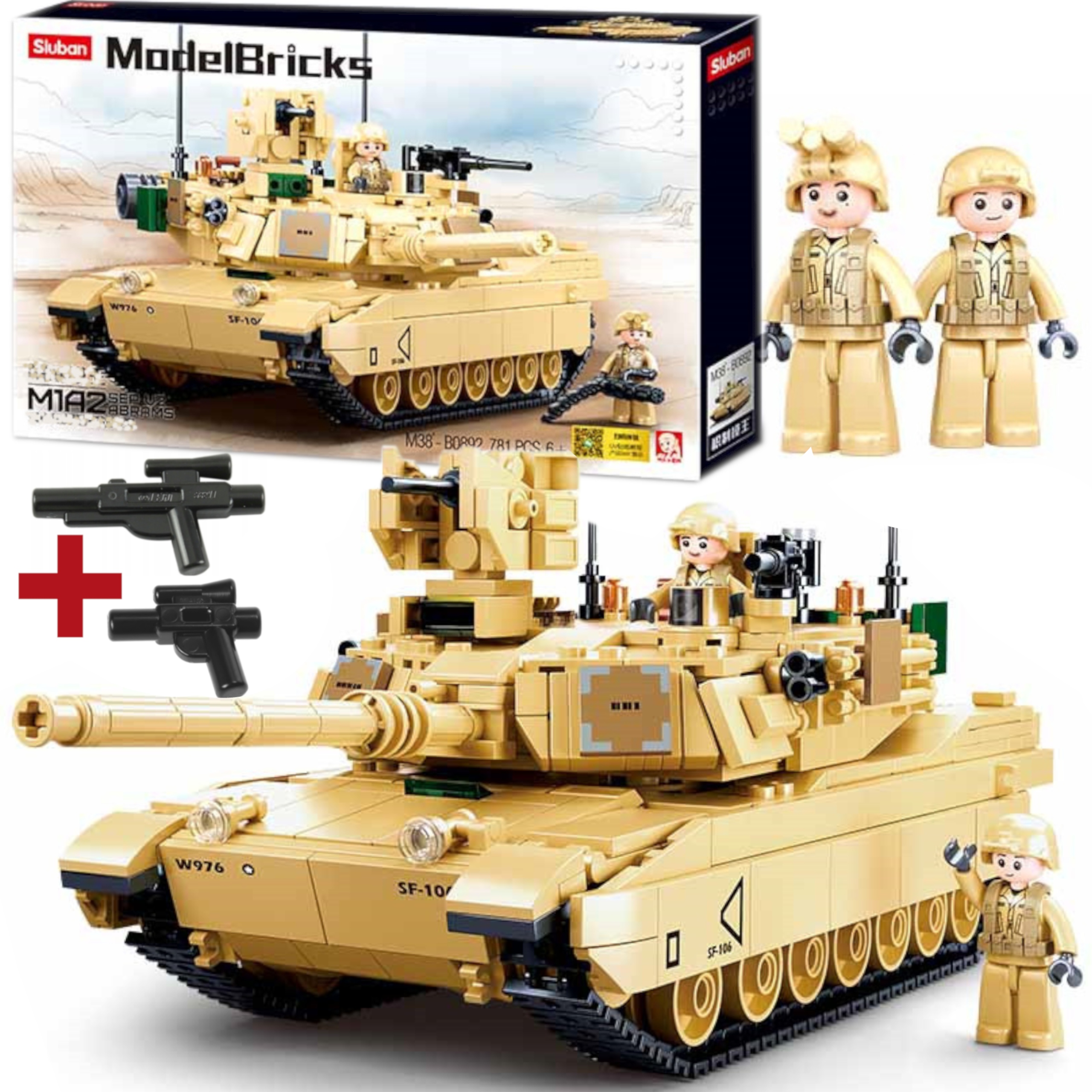KLOCKI CZOŁG ABRAMS M1A2 AMERYK. ARMIA WOJSKO + 2 FIGURKI +LEGO BROŃ