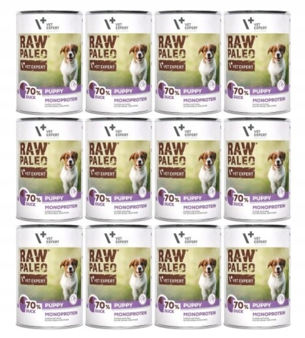 Mokra karma dla psa VetExpert Raw Paleo Puppy Duck 400g- 12szt