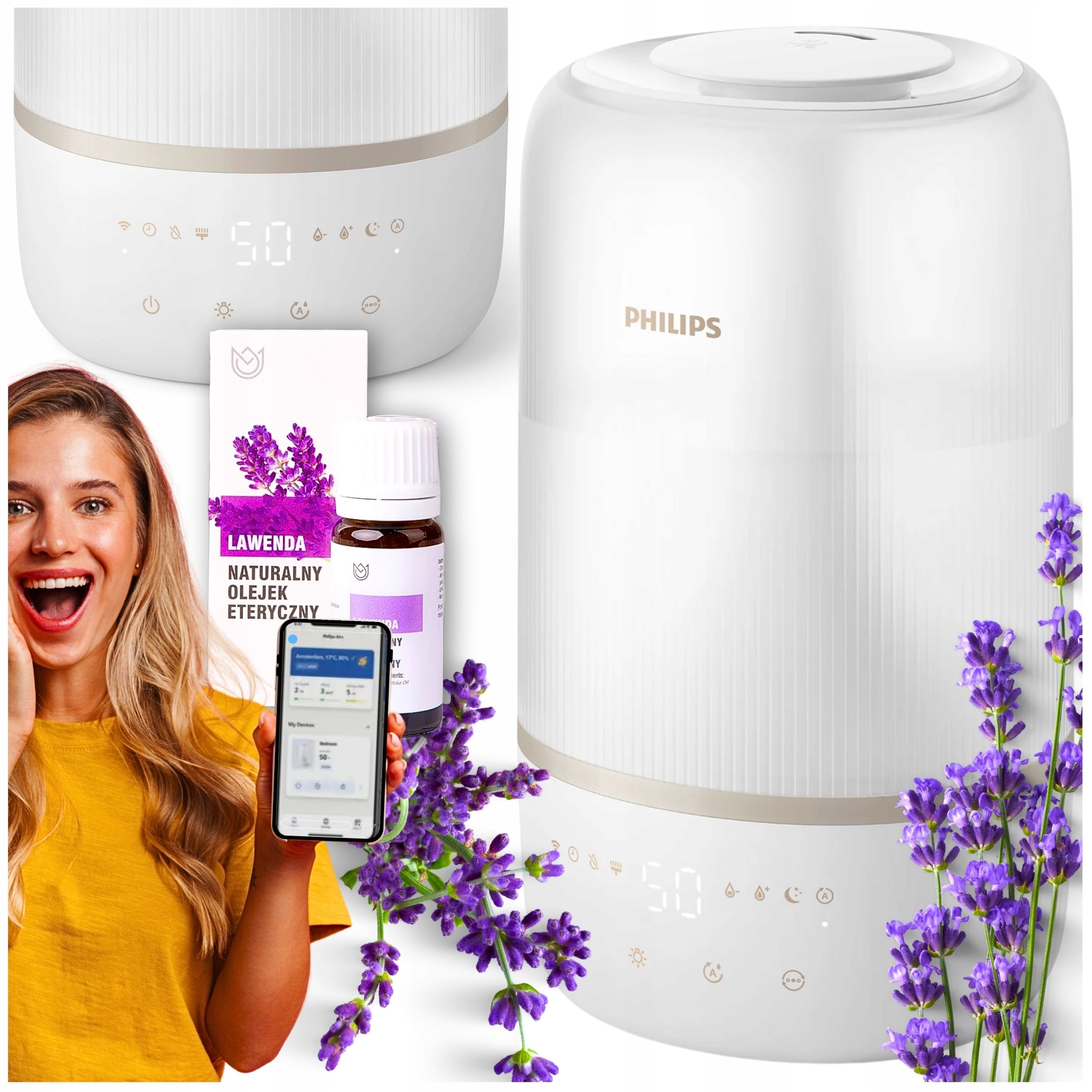 Philips Zvlhčovač vzduchu HU1510/04 3L Aplikace Air+ 41 m Olej Bonus