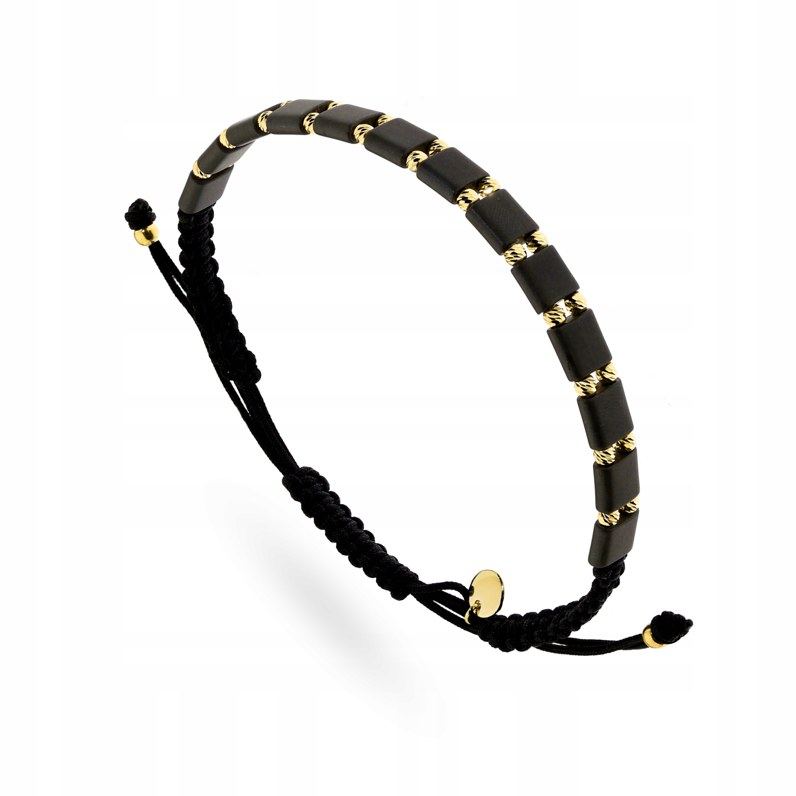 Pánský Náramek ryzost 925 Segmenty Diamantované kuličky a Šedý hematit