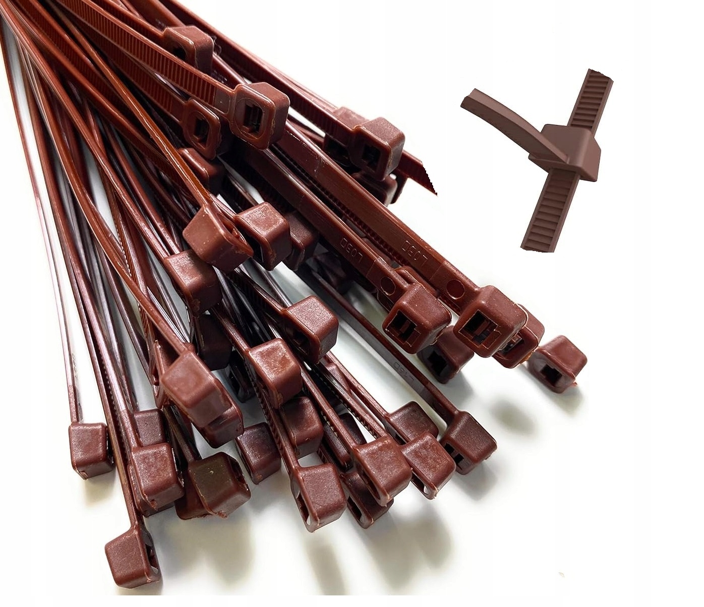 100szt Opaski Zaciskowe Trytki Brązowe Opaski Kablowe Trytytki Uv 7,6X600