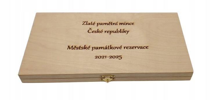 Kazeta Zlaté pamětní mince Městské památkové rezervace 2021 2025.