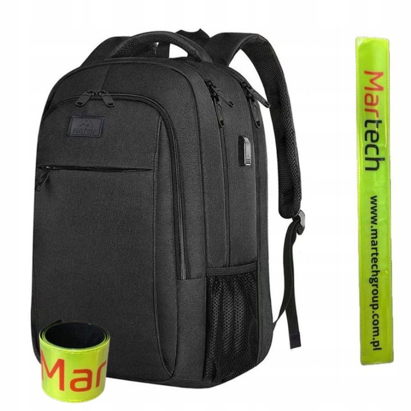 Matein Plecak miejski szkolny biznesowy na laptopa 17,3" pojemny Usb czarny