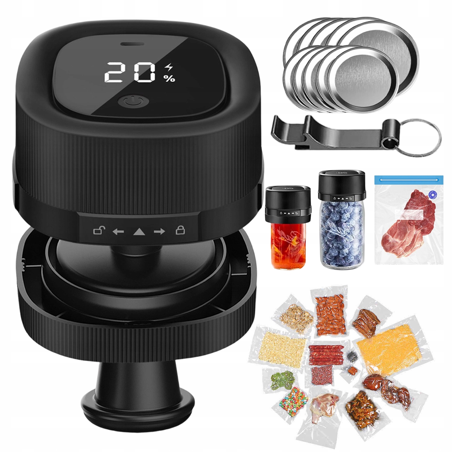 Maszyna Do Próżniowego Zamykania Słoików Z 2 Słoikami I Akcesoriami