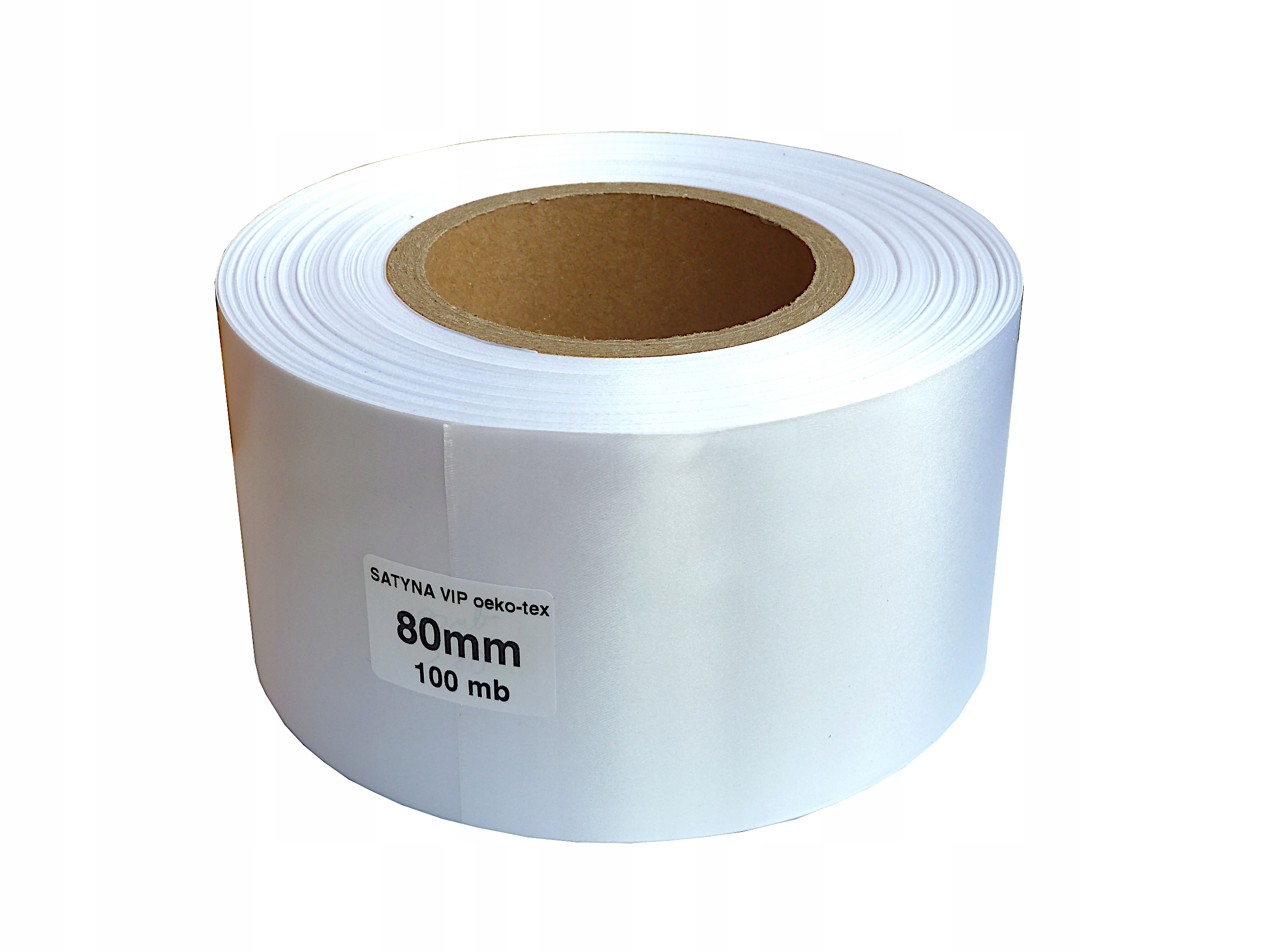 Satén Bílá Vip páska Eko 80 mm/100 m, všivka s visačkou
