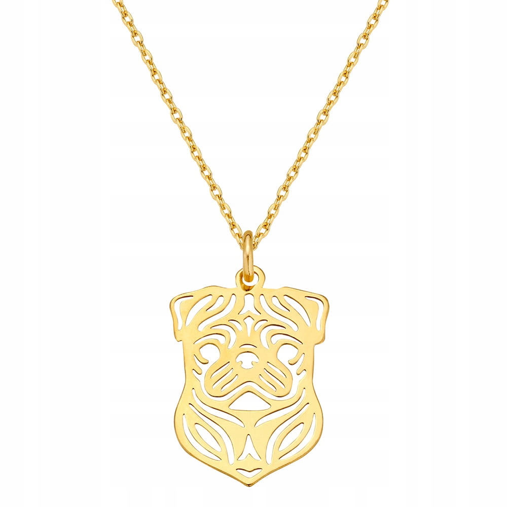 

Pozłacany naszyjnik łańcuszek z mopsem srebro 925